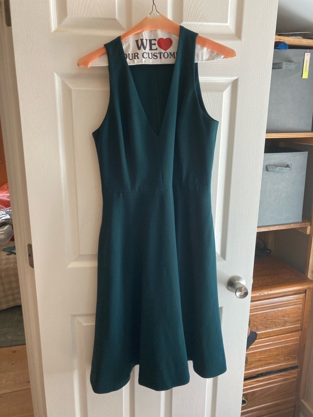 Dress the Population Deep Teal V-Neck Midi A-Line Dress
